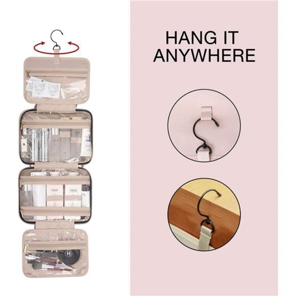 Toiletry Bag Travel Bag with Hanging Hook Water-resistant Makeup Cosmetic Bag - Picture 5 of 6